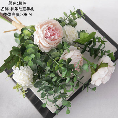 Stunning Kaguya Lulian Handcrafted Faux Flower Bouquet - Elegant Home Decor, Realistic Design, Perfect for Wall Art and Special Occasions (CF01142)