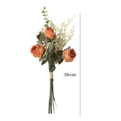 Lifelike Artificial Dried Rose and Daisy Bouquet - Perfect for Home Decor, Dining Table Centerpieces, Outdoor Weddings, and Photography Props