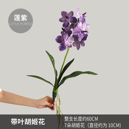 Realistic Faux Orchid Bouquet with Leaves – Elegant Home Décor for Your Living Room Table – Perfect for Adding a Touch of Nature to Your Home