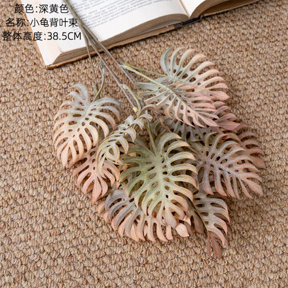 Realistic Green Plastic Turtle Shell Leaves - Artificial Flower and Faux Plant Decoration for Weddings, Events, and Home Décor - CL16103