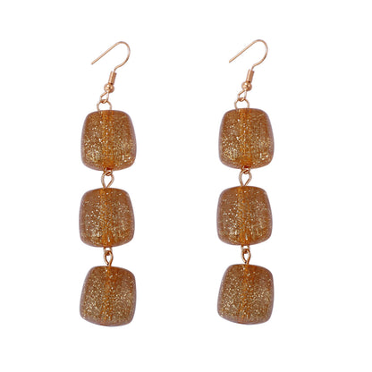 Stylish Geometric Colorful Resin Inlay Hook Earrings - Versatile Bohemian Tribal Earrings for Everyday Wear and Commute