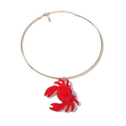 Unique and Creative Ocean-Inspired Red Crab Pendant Necklace - Minimalist Casual Jewelry for Women