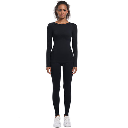 Seamless High Waisted Body Shaping Ski Suit Set Women s Long Sleeve Activewear for Running Biking and Yoga