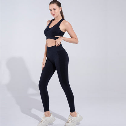 Seamless High Intensity Yoga Outfit Beautiful Back Sports Bra High Waisted Butt Lifting Leggings Complete Workout Set for Comfort and Style