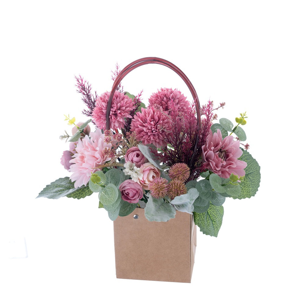 Customizable Xiqing Dandelion Flower Basket – Realistic Home Decor for Weddings, Elegant Handheld Bouquets, and Stunning Wall Hangings – CF01405