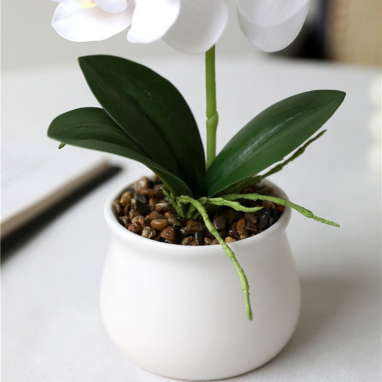 Realistic Touch Faux Orchid Potted Plant – Elegant Magnolia Simulation Flower Arrangement for Home, Office, Dining Room, and Living Room Décor