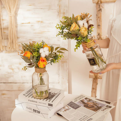 Stunning INS Style White Cotton Bouquet - Realistic Faux Flowers & Greenery for Wedding Decor - YC1043