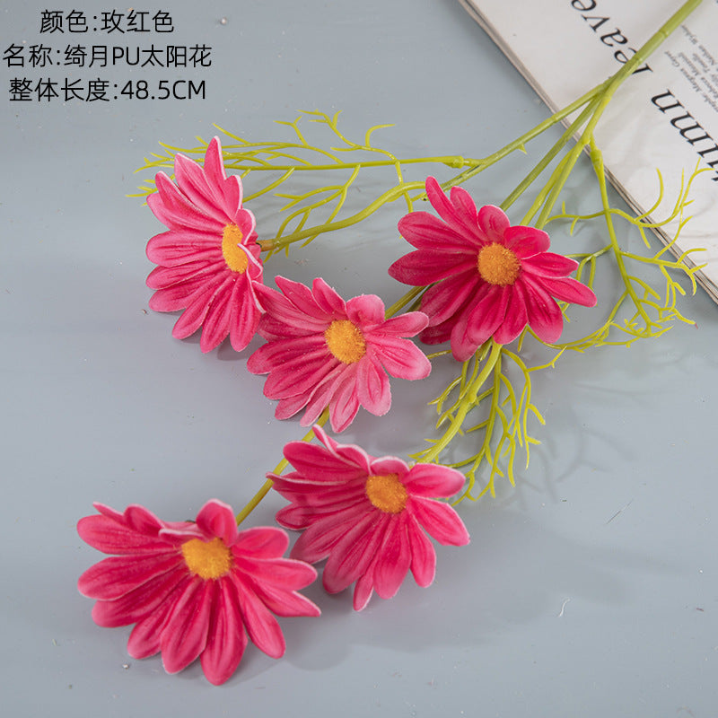 Vibrant PU Sunflower Home Decor - INS Style Realistic Artificial Flowers for Weddings & Celebrations - Ideal for Lasting Beauty in Your Living Space (Model MW01514)