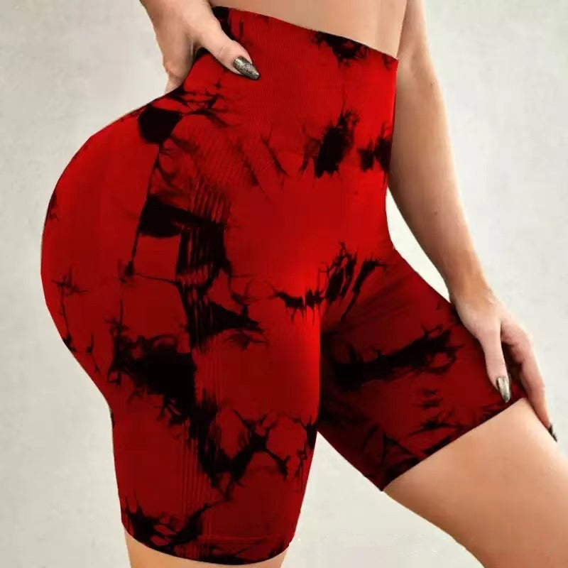 High Waisted Seamless Tie Dye Peachy Butt Yoga Shorts for Comfort and Style in Every Workout