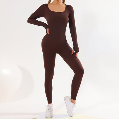 Seamless Long Sleeve Bodysuit Yoga Set High Elasticity Figure Flattering Design for Comfort and Support During Workouts