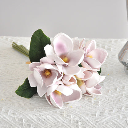 Stunning Faux Magnolia Flower Bouquet -Elegant Handmade Floral Arrangement for Home Decor, Perfect for Weddings and Special Events