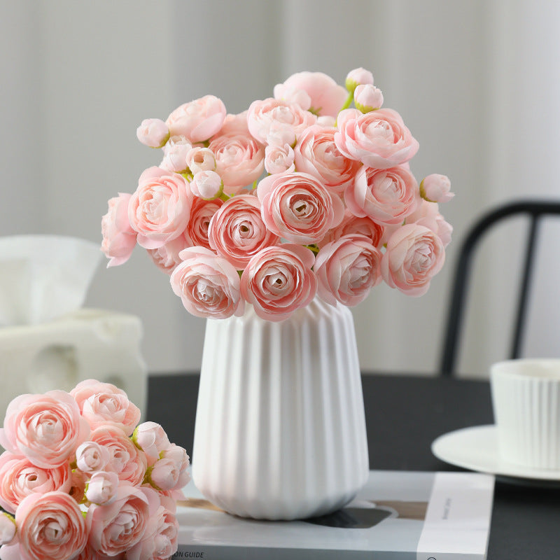 Realistic Miniature Camellia Silk Flowers – Fresh, Chic Floral Arrangement for Dining Tables and Living Rooms | Stunning Faux Lotus Bloom Decor