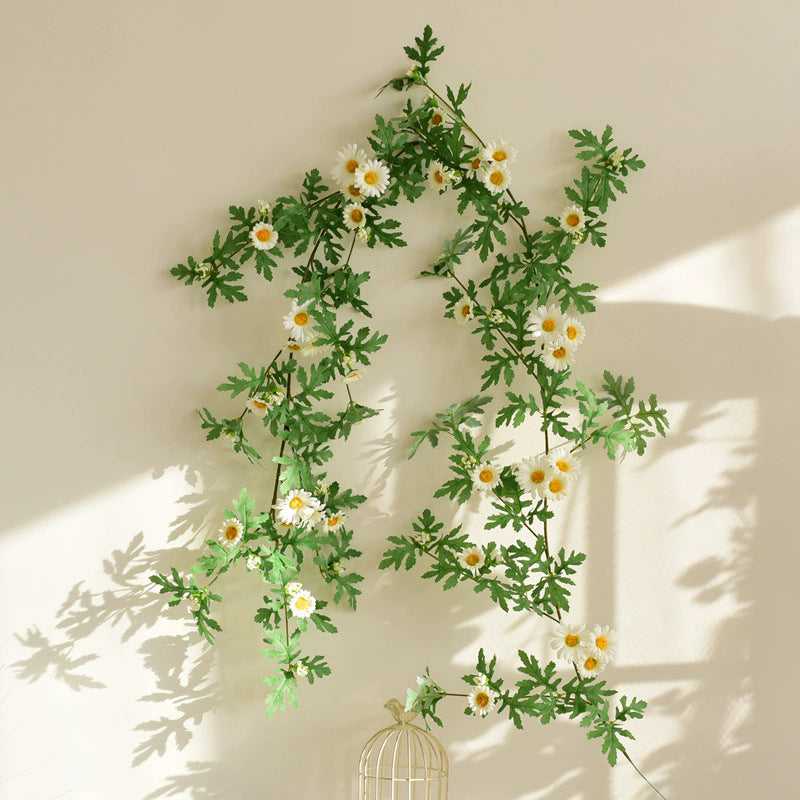 Realistic Faux Daisy and Sunflower Vine Decoration - Perfect for Weddings, Background Walls, and Window Displays!