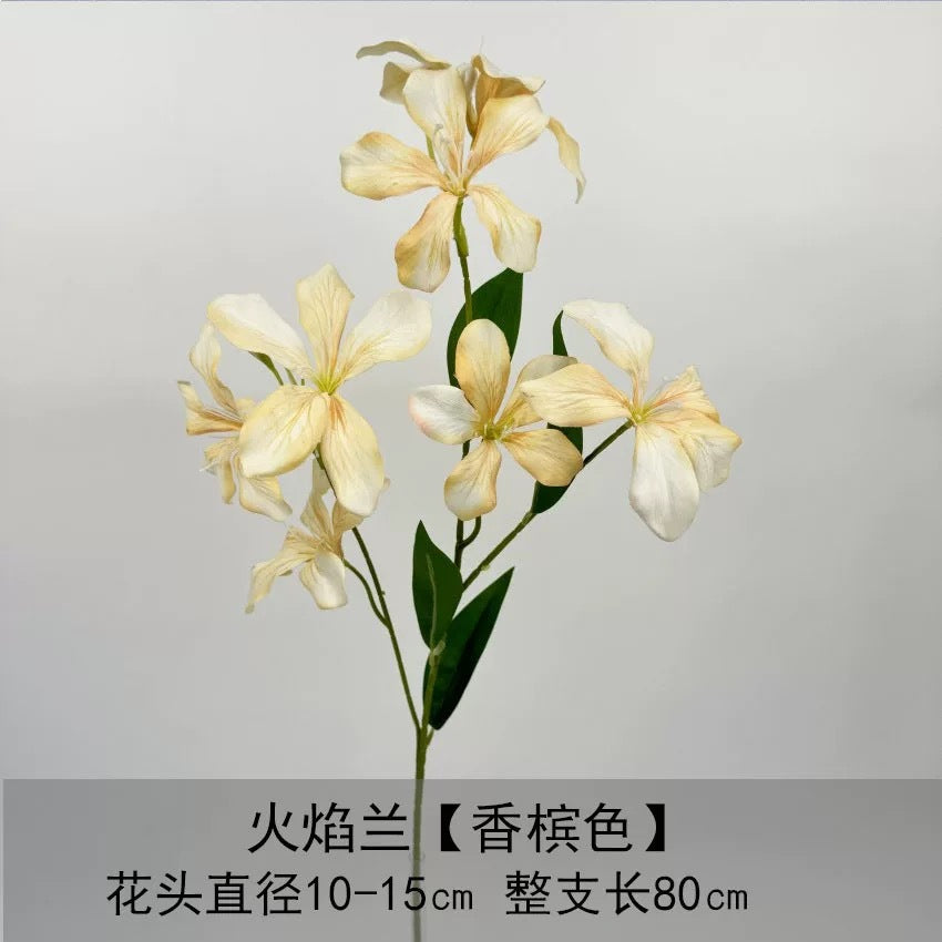 Stunning 3-Pronged Artificial Flame Orchid Flowers - Perfect for Weddings, Home Decor, and Floral Arrangements | Long-Lasting & Realistic Look