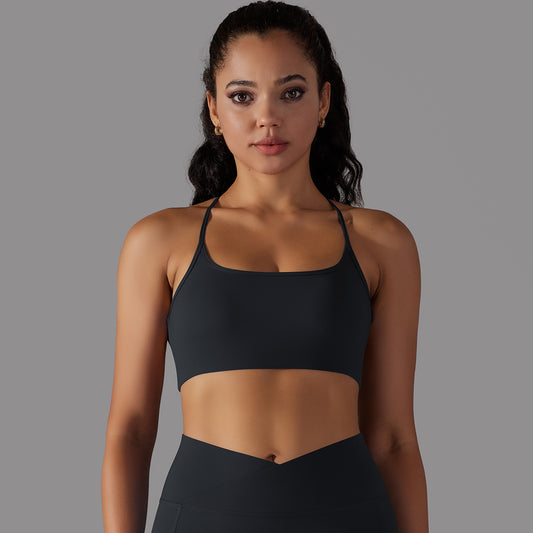 Square Neck Sports Yoga Bra with Cross Back Design Breathable Quick Dry Summer Wear for Maximum Comfort and Performance