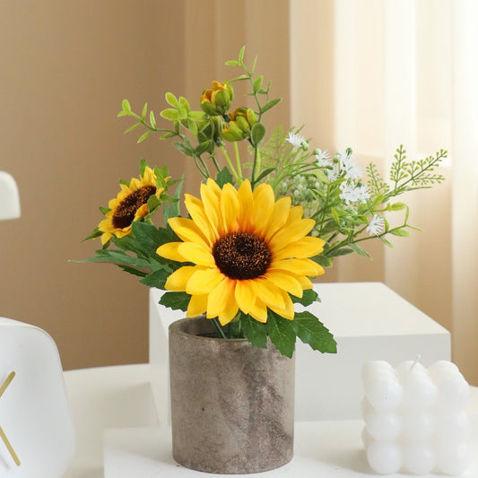 Lifelike Artificial Potted Sunflower Plant - Perfect Fake Flowers for Home and Office Décor, Low Maintenance, Durable, and All-Year Round Beauty!