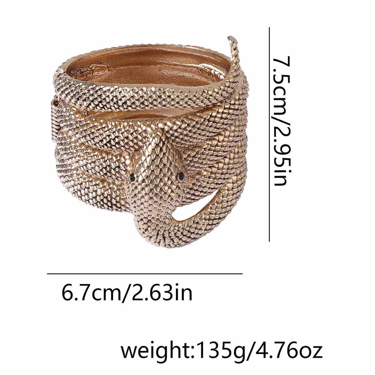 Chic Vintage-Inspired Zinc Alloy Animal Design Wide Snake Bracelet - Elegant and Versatile Casual Jewelry for Women