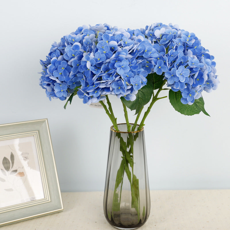 Realistic Touch Hydrangea Branch Soft Rubber Decorative Faux Flowers for Elegant Home and Wedding Décor