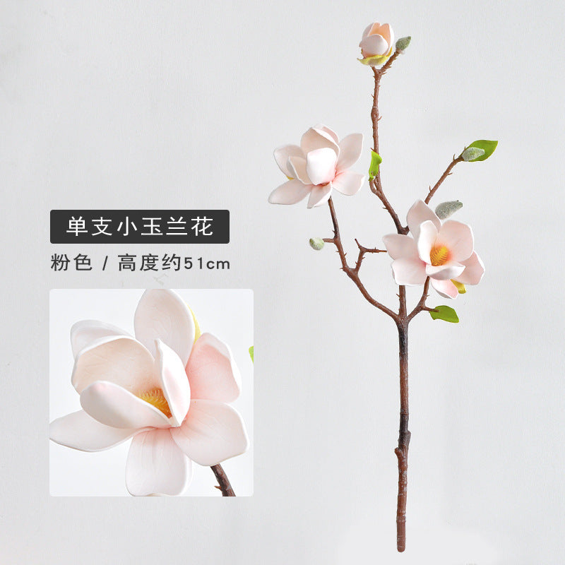 EVA Cotton Magnolia Flower – Lifelike 3-Head Artificial Floral Arrangement for Elegant Tea Rooms and Living Rooms