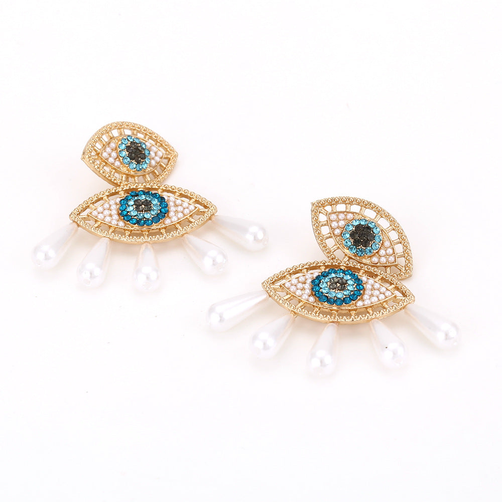 Arrival: Angel Eye Earrings with Sparkling Water Crystals, Elegant Pearl and Geometric  Design - Versatile Women's Jewelry for Every Occasion