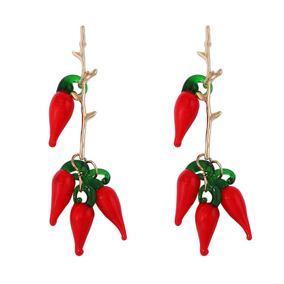 Chic & Unique Red Chili Pepper-Inspired Luxury Earrings – Bold Statement Jewels for Fashion-Forward Women