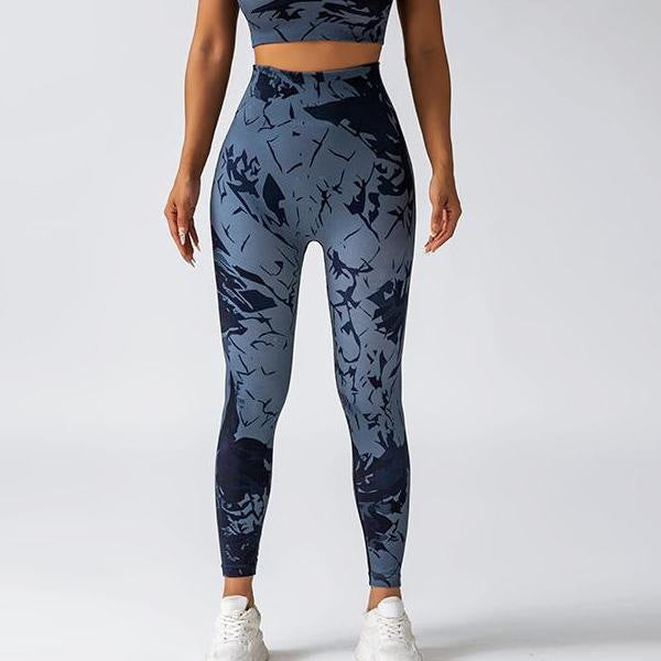 Tie Dye High Waisted Leggings and Sports Bra Set for Women Outdoor Yoga Apparel with Supportive Fit and Print