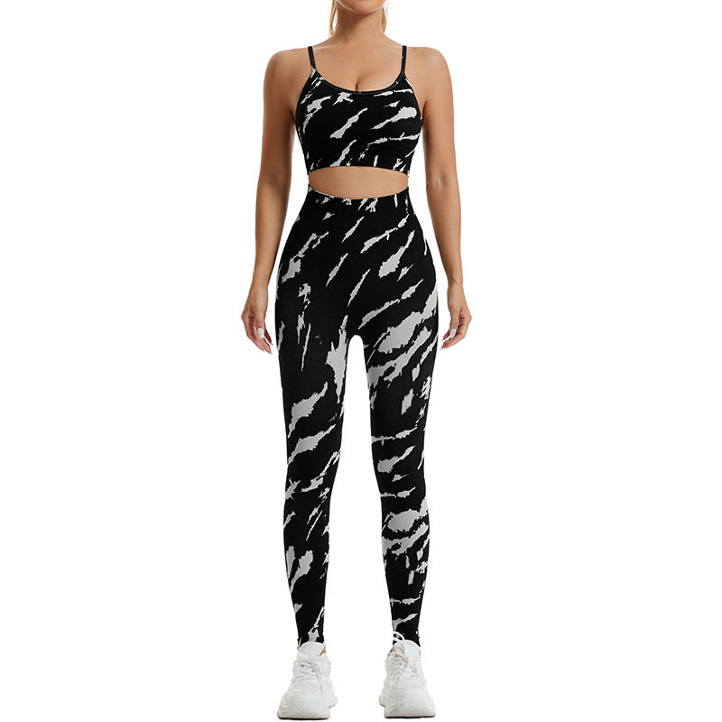 Seamless Camouflage Print Yoga Set High Waist Fitness Leggings and Sports Bra for Comfort and Performance