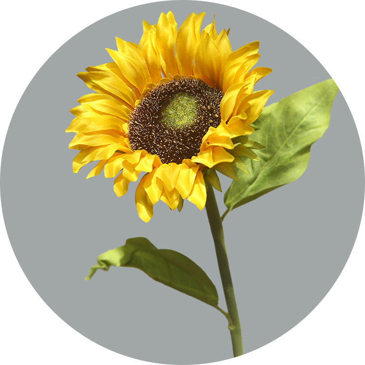 Single-Stem Sunflower Artificial Flower - Charming Faux Floral Décor for Living Room, Brighten Your Space with Realistic Silk Sunflower Arrangement