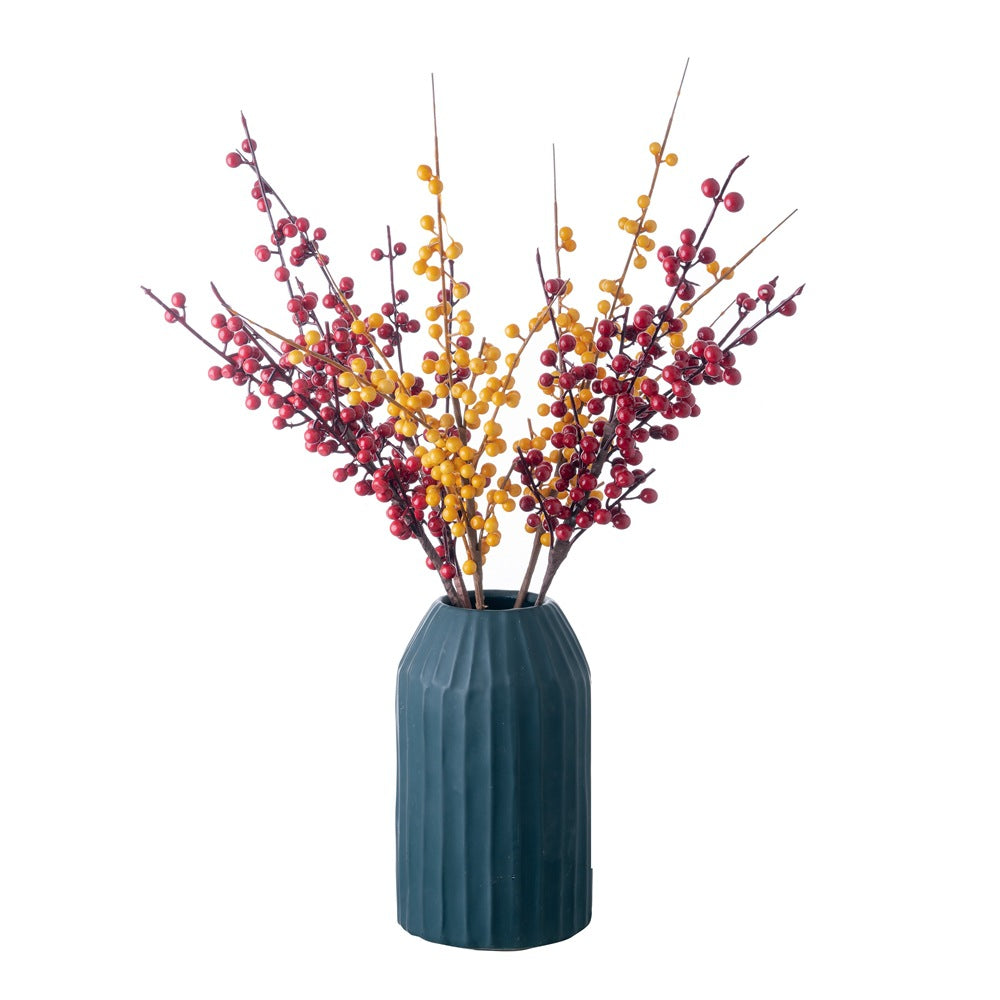 Vibrant Faux Red Berry Stalks - Simulation Wintergreen Floral Arrangement - Perfect for Home Decor & Special Occasions - MW09924