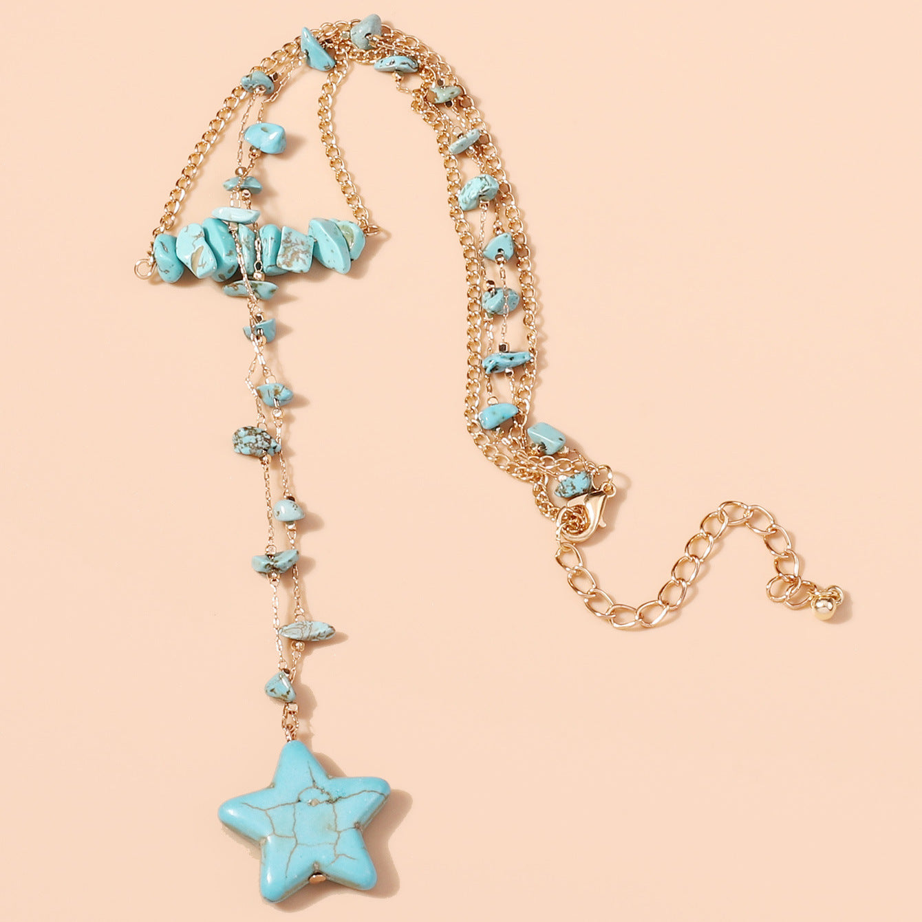 Trendy Ocean Blue Star Pendant Necklace - Unique Alloy Design, Minimalist Style, Perfect for Layering or Everyday Wear