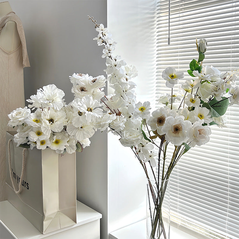 Elegant White-Themed Artificial Hydrangea and Rose Floral Arrangements for Weddings, Event Decorations, Aisle Markers, and Home Decor