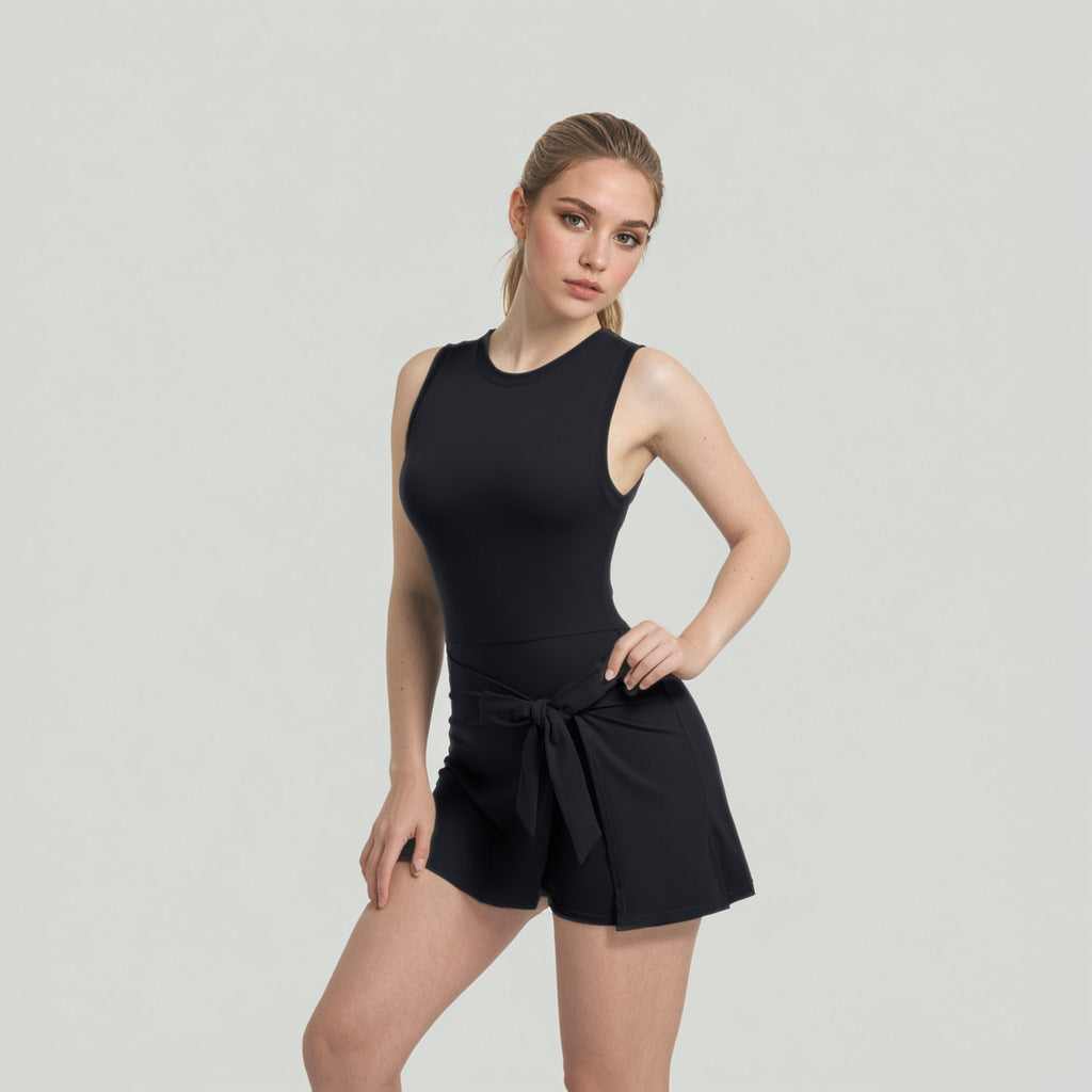 Seamless Quick Dry Skirted Yoga Bodysuit High Waisted Leggings with Built in Shorts for Comfort and Support in Sports and Fitness Activities