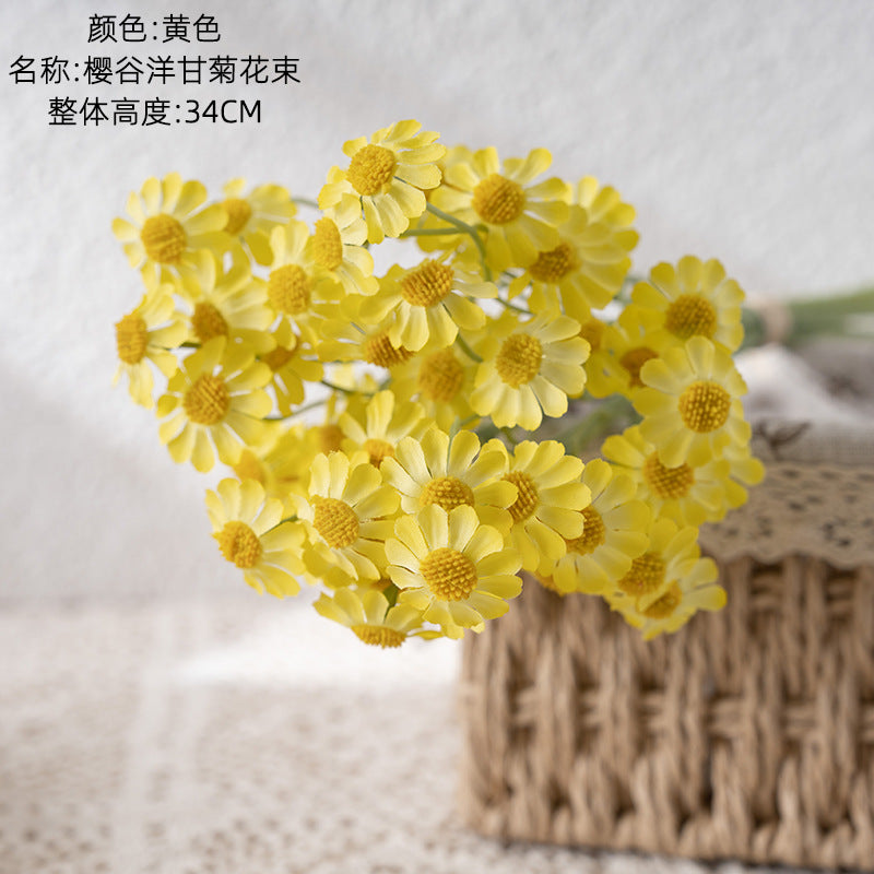 Realistic Artificial Chamomile Flower Bouquet - Lifelike Green Plants for Wedding Decor, Event Styling, and Home Decoration - Trendy INS Aesthetic - Model MW66002