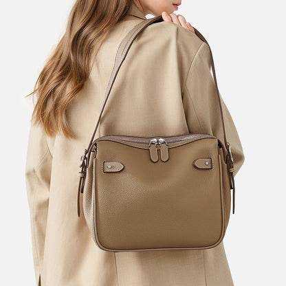 Genuine Leather Commuter Lunch Box Bag Versatile and Women's Tote with Removable Insulated Liner and Convenient Crossbody Strap