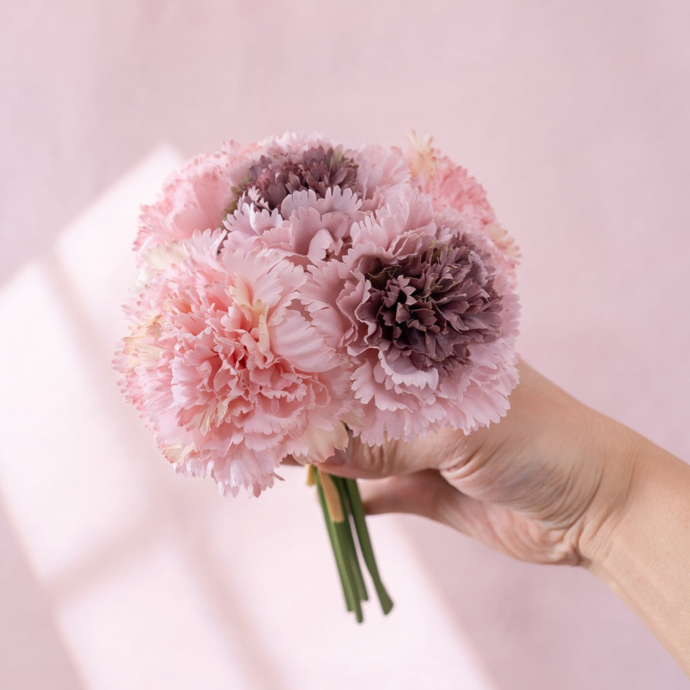 Stunning Mother’s Day Carnation Bouquet - Realistic Artificial Flowers for Home Decor, Weddings, and Special Events | DY1-402 Elegant Handheld Floral Arrangement