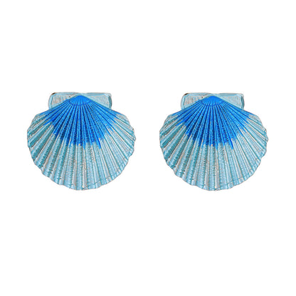 Chic Casual Holiday-Inspired Alloy Color-Block Shell Statement Earrings - Unique Minimalist Design for Trendy Women