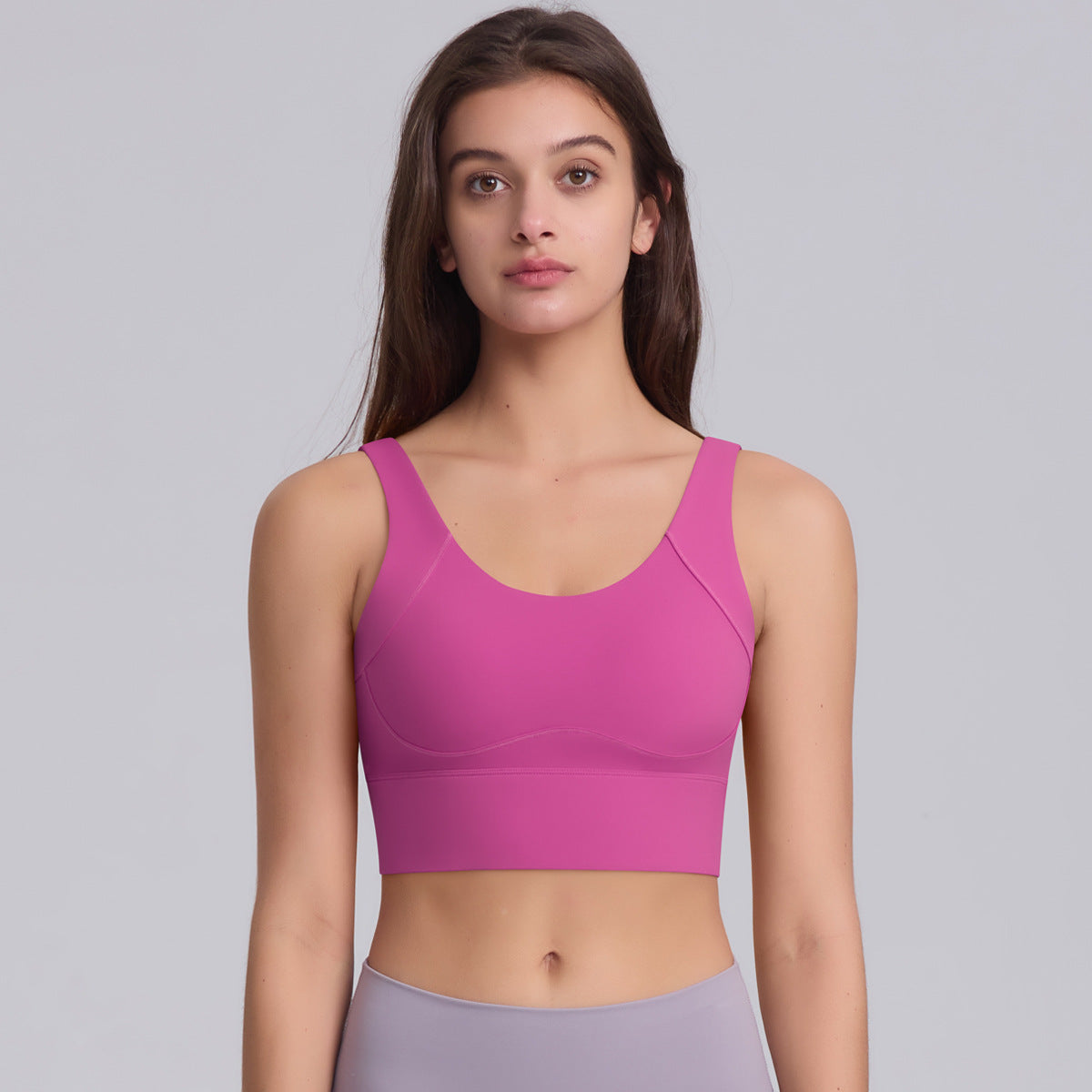 Solid Color Hollow Back Sports Bra with Button Closure for Pilates Yoga Running and Gym Workouts