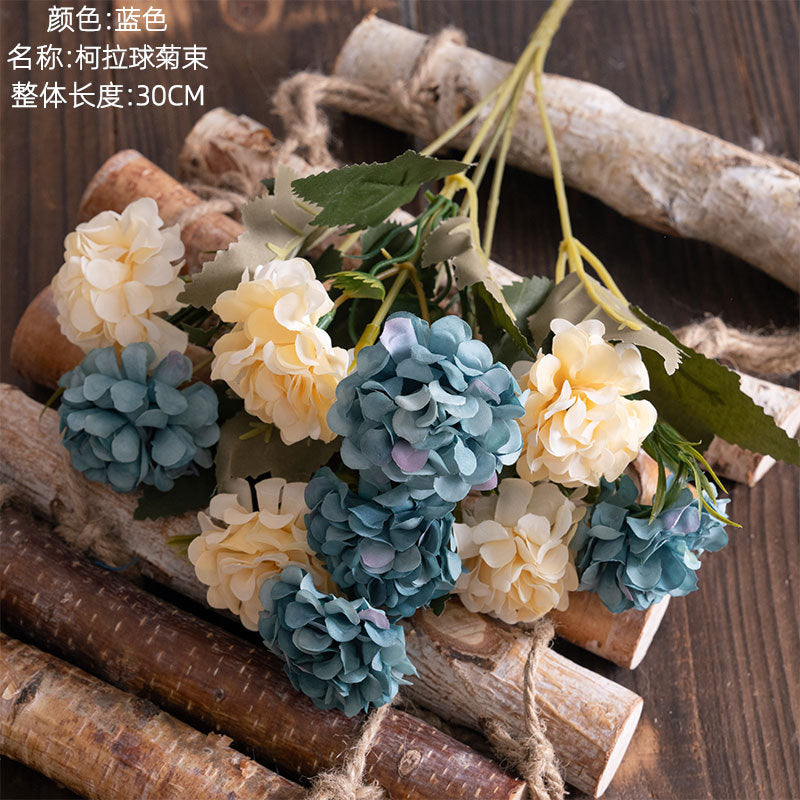 Stunning Faux Flower Bouquet - Small Mums Decorative Arrangement for Home Decor & Wedding Handheld Flowers - Perfect for Wall Plant Decorations - MW55502