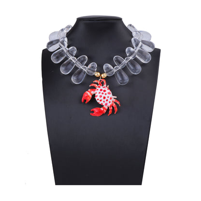 Stylish Beach Ocean-Inspired Exaggerated Minimalist Alloy Crab Pendant Necklace for Women – Perfect Accessory for Summer Vacations