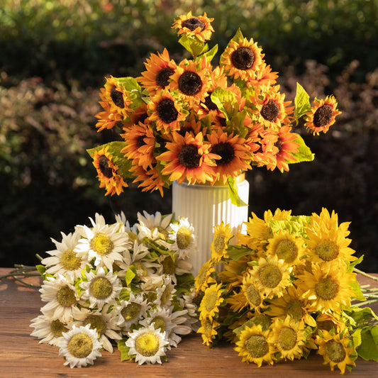 Realistic Artificial Sunflower Wedding Decorations | Stunning Faux Sunflowers for Outdoor Celebrations | Handcrafted, Evergreen Floral Arrangements