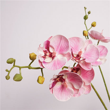 Stunning Faux Cherry Blossom Lip Orchid Arrangement with Greenery – Elegant Floral Decor for Living Room or Dining Table, Perfect Home Accent Piece