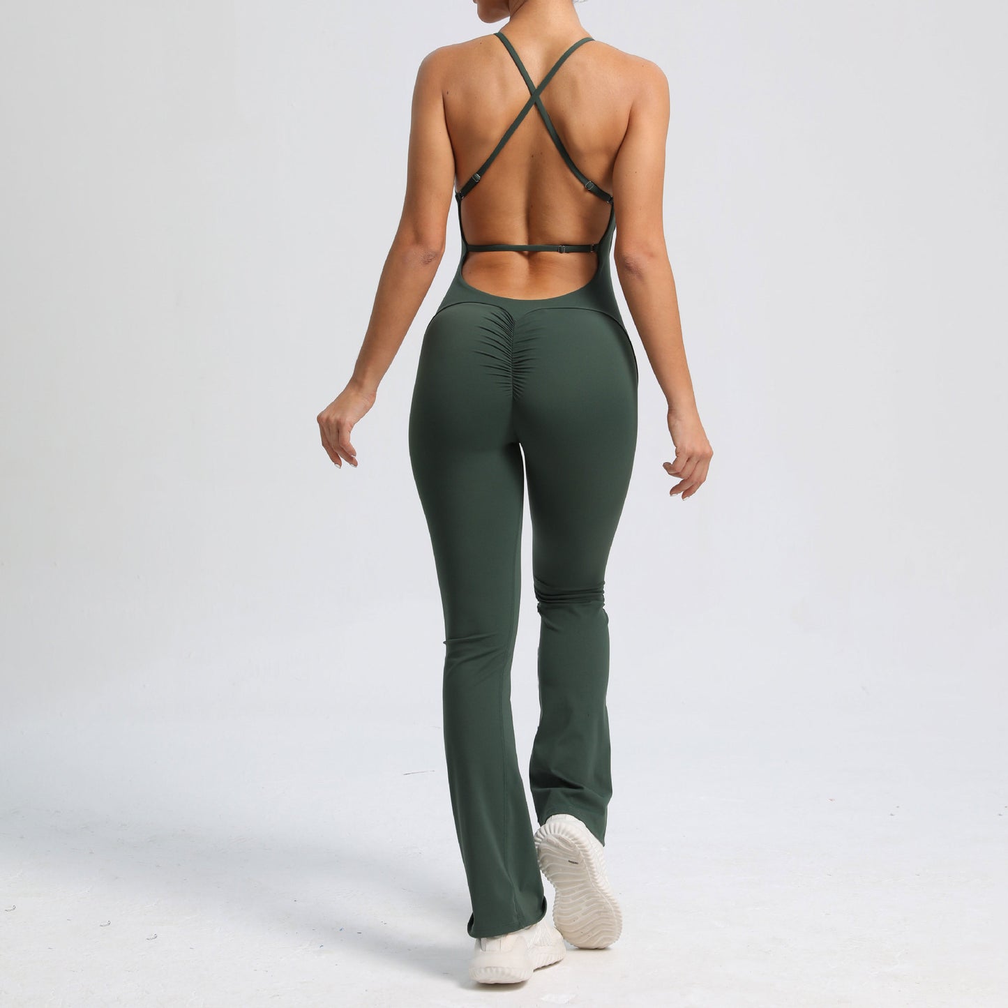 Adjustable Strappy Bodysuit Yoga Outfit Flattering Micro Flare Shaping Full Body Fitness Suit for Comfortable Movement and Workouts