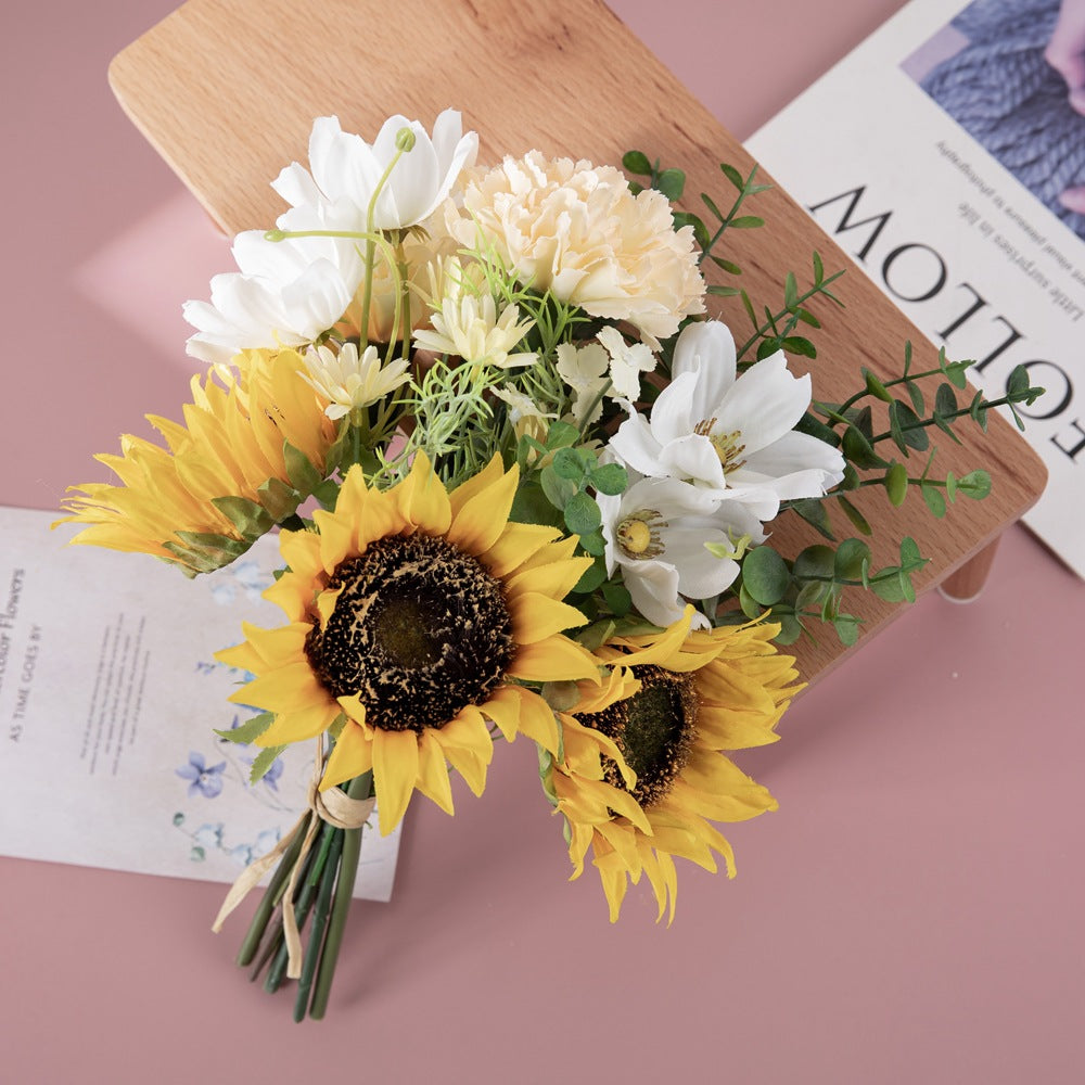 Stunning Half-Peninsula Sunflower Bouquet - Realistic Artificial Wedding Handheld Floral Arrangement - Perfect for Home Decor, Wall Art, and Celebrations | CF01292