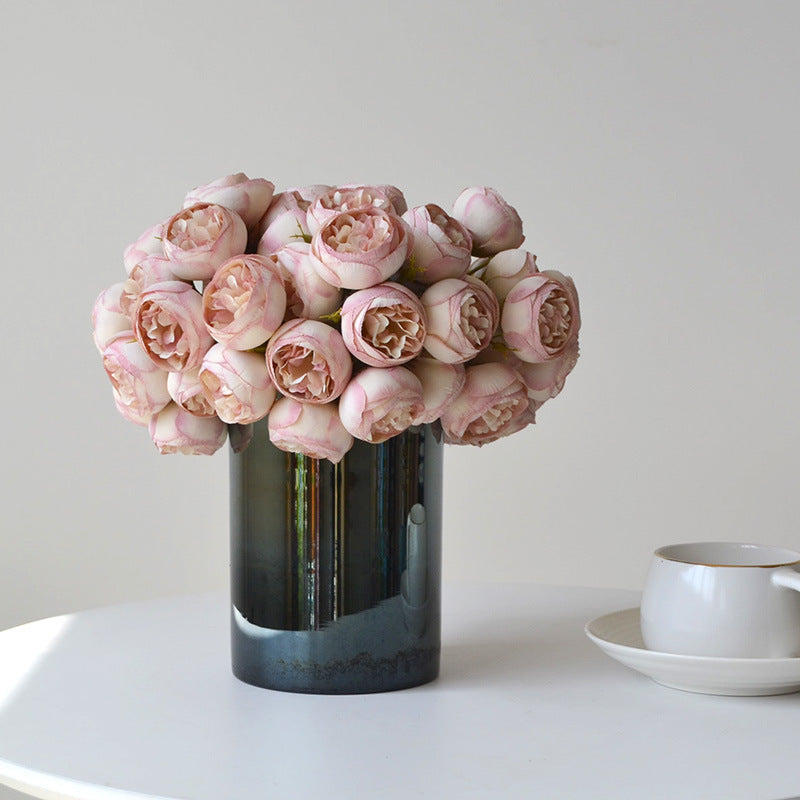 Stunning Artificial Peony Bridal Bouquet with 15 Blooming Buds - Perfect Wedding Floral Arrangement for Living Room, Dining Table, and Coffee Table Decoration