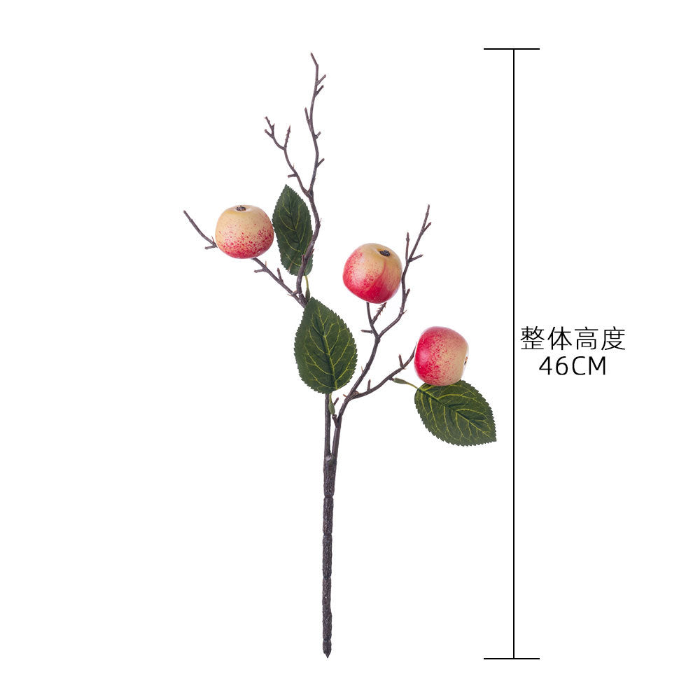 Stunning Three-Head Faux Apple Flower Arrangement - Short Branch Design for Home Decor - INS Style Decorative Artificial Blooms for Weddings and Events - Model MW10101