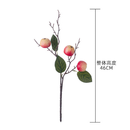 Stunning Three-Head Faux Apple Flower Arrangement - Short Branch Design for Home Decor - INS Style Decorative Artificial Blooms for Weddings and Events - Model MW10101