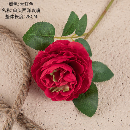 Single-Head Western Rose and Core Peony Artificial Flowers - Perfect Home Decor and Wedding Handheld Bouquet - Stunning, Realistic Faux Floral Arrangement for Celebrations and Events | MW51005