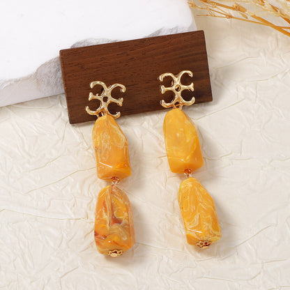 Chic Vintage-Inspired Irregular Geometric Patchwork Women's Earrings – Unique, Artsy Everyday Jewelry with Artistic Flair