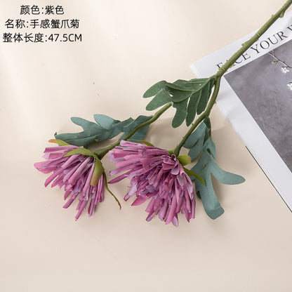 Realistic INS Crab Claw Chrysanthemum & Dragon Claw Flower Decor - Stunning Faux Botanical Arrangement for Home, Weddings, and Event Decoration - MW60011