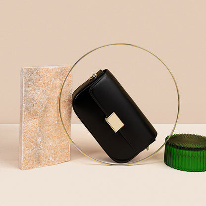 Chic Korean Inspired Unique Tofu Shaped Crossbody Bag Genuine Leather Women's Shoulder Bag with Versatile Chain Strap and Mini Square Design